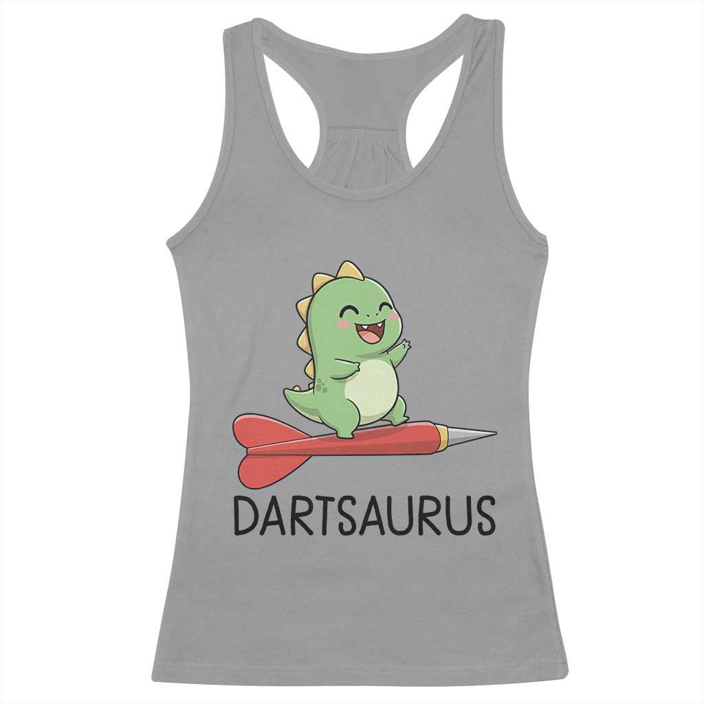 Cute Dartsaurus Playing Dart Racerback Tank Top Dinosaur Lover Gift TS12 Sport Gray Print Your Wear