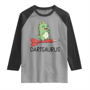 Cute Dartsaurus Playing Dart Raglan Shirt Dinosaur Lover Gift TS12 Sport Gray Black Print Your Wear