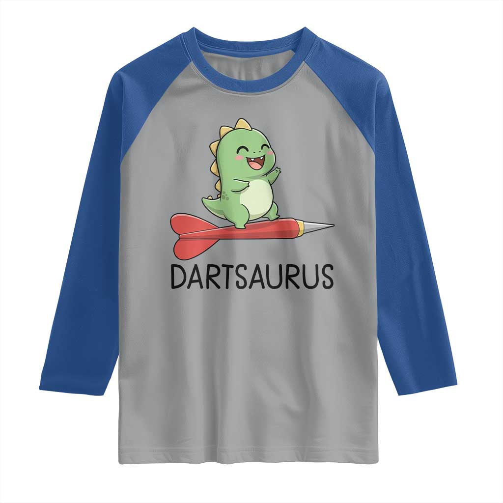 Cute Dartsaurus Playing Dart Raglan Shirt Dinosaur Lover Gift TS12 Sport Gray Royal Print Your Wear