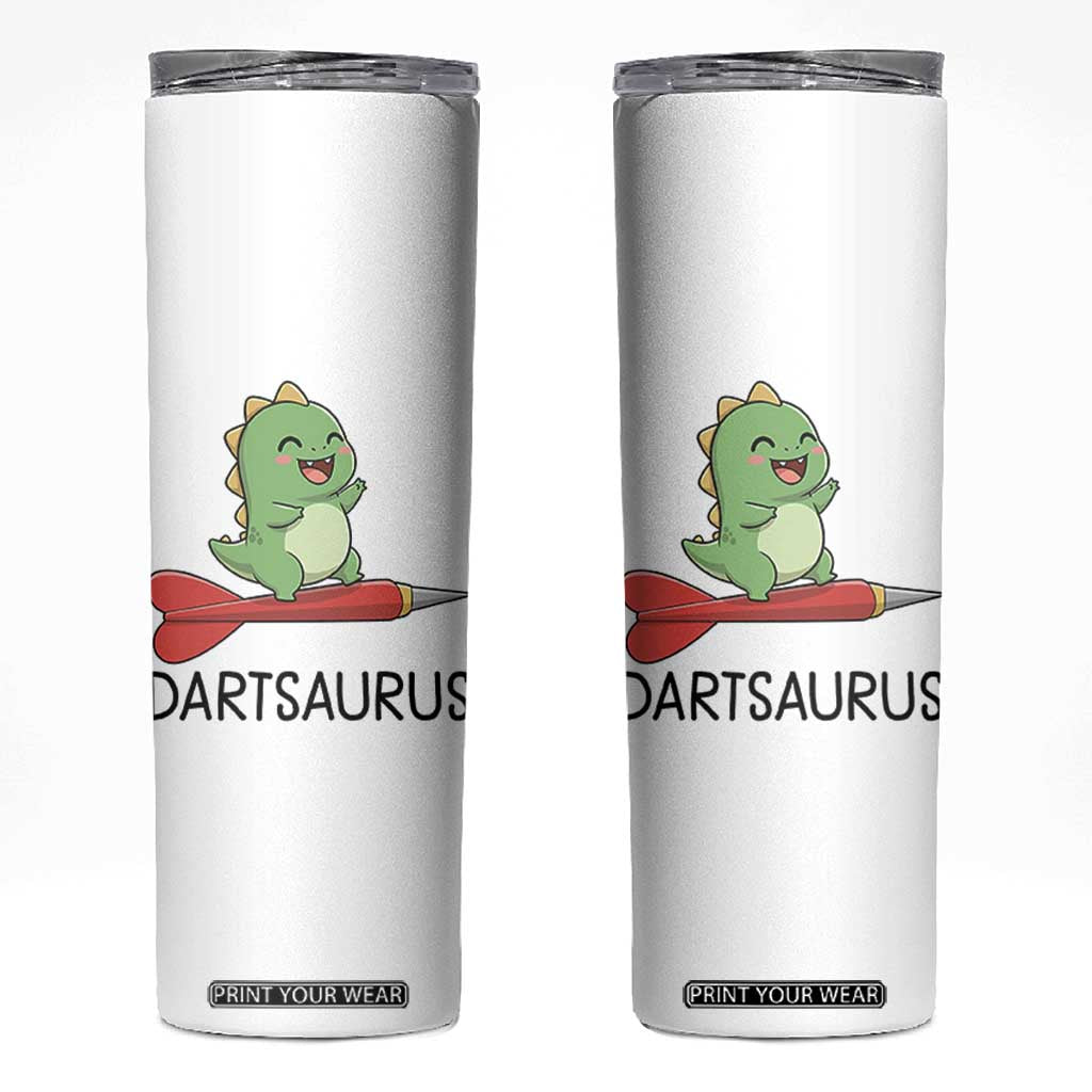 Cute Dartsaurus Playing Dart Skinny Tumbler Dinosaur Lover Gift TS12 White Print Your Wear