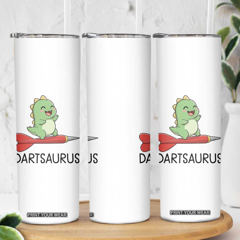 Cute Dartsaurus Playing Dart Skinny Tumbler Dinosaur Lover Gift TS12 Print Your Wear