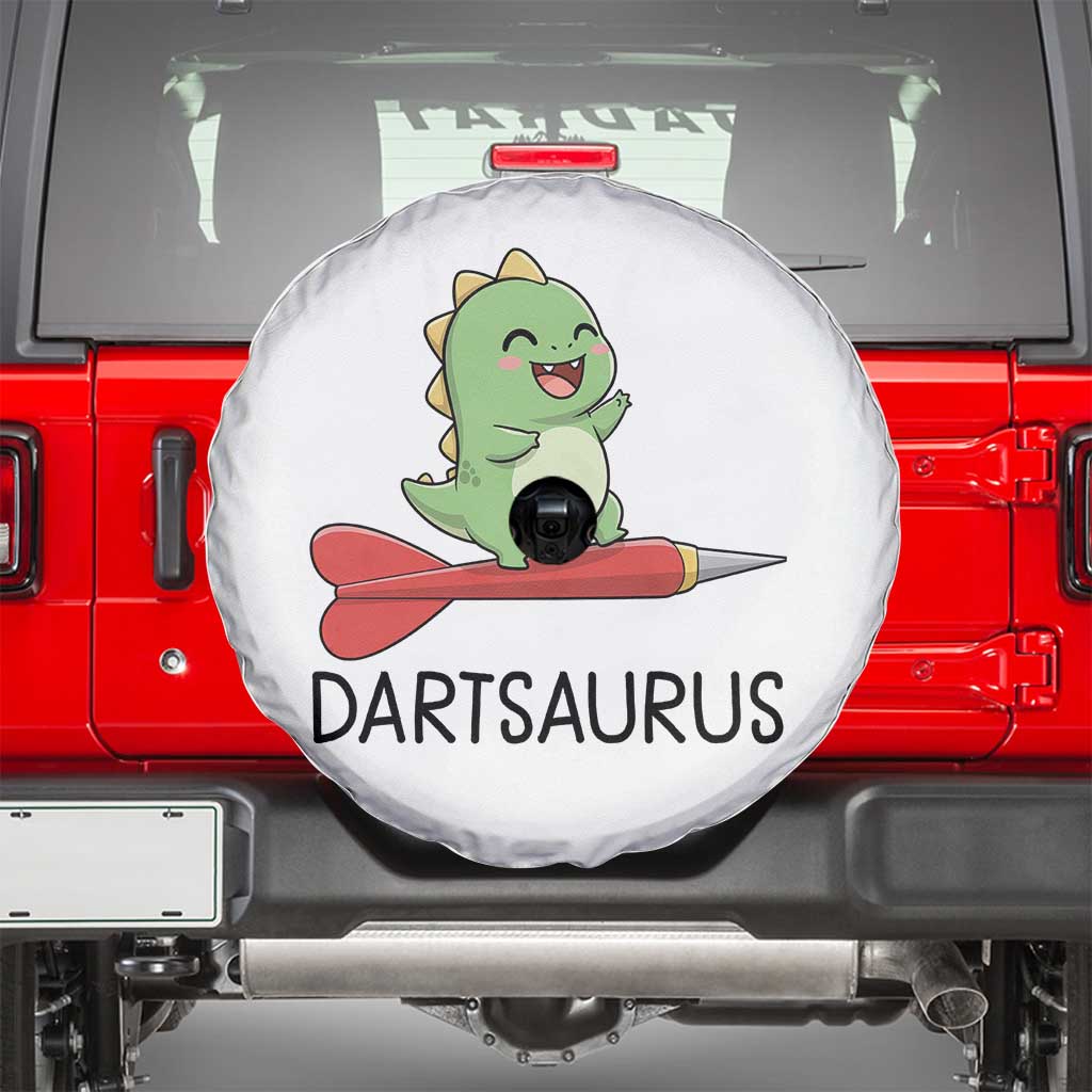 Cute Dartsaurus Playing Dart Spare Tire Cover Dinosaur Lover Gift TS12 White Print Your Wear