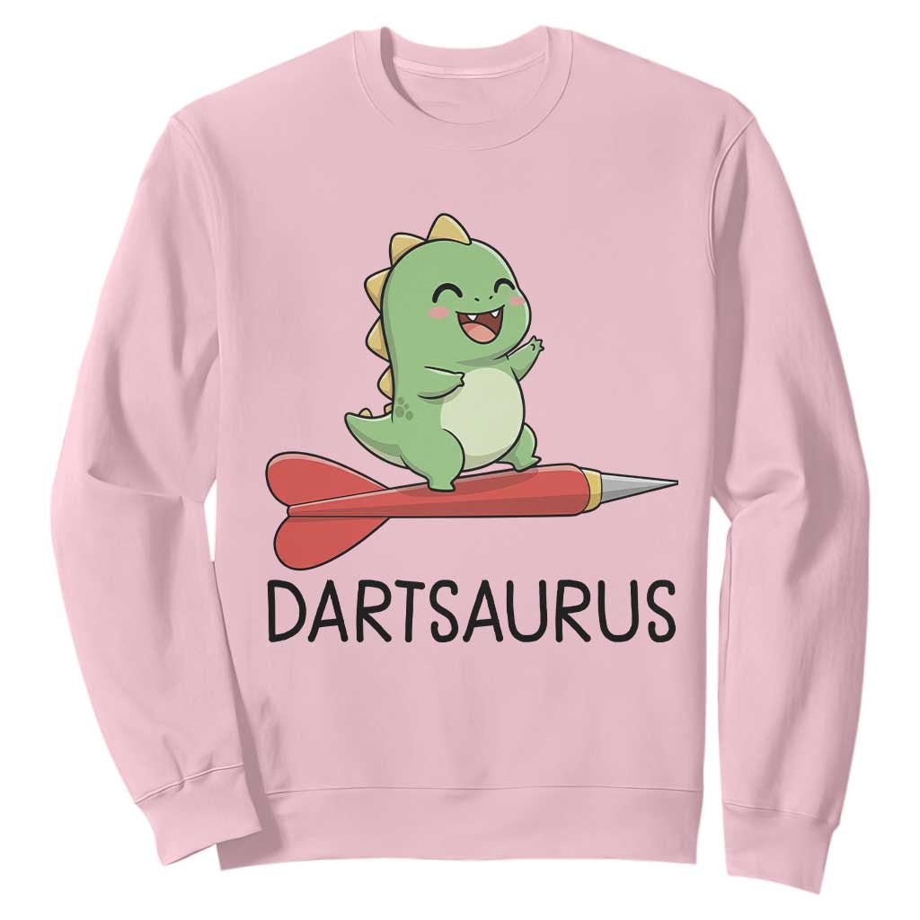 Cute Dartsaurus Playing Dart Sweatshirt Dinosaur Lover Gift TS12 Light Pink Print Your Wear
