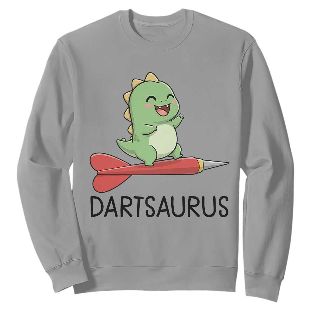 Cute Dartsaurus Playing Dart Sweatshirt Dinosaur Lover Gift TS12 Sport Gray Print Your Wear