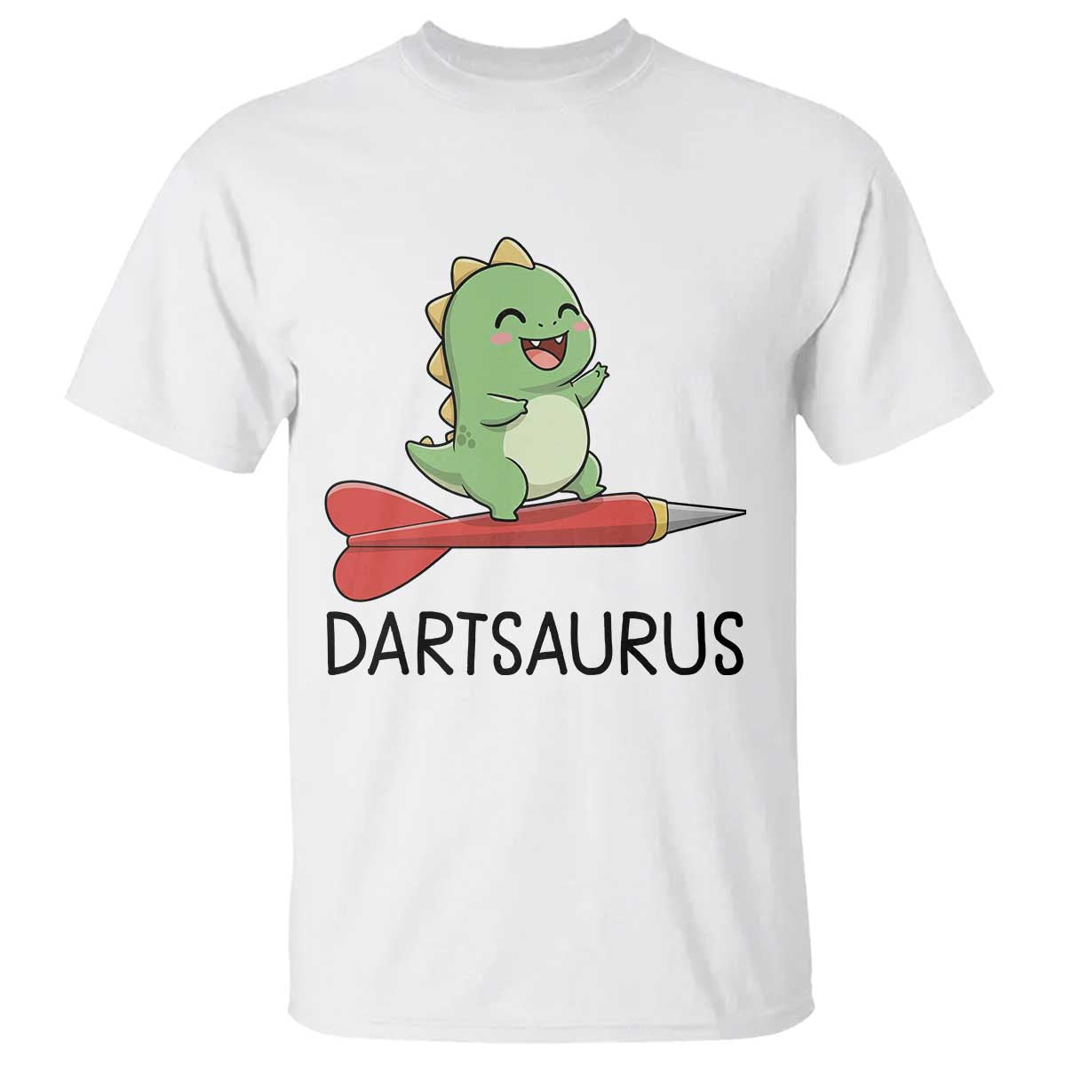 Cute Dartsaurus Playing Dart T Shirt Dinosaur Lover Gift TS12 White Print Your Wear