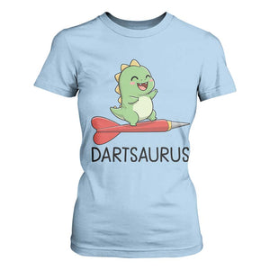Cute Dartsaurus Playing Dart T Shirt For Women Dinosaur Lover Gift TS12 Light Blue Print Your Wear