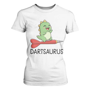 Cute Dartsaurus Playing Dart T Shirt For Women Dinosaur Lover Gift TS12 White Print Your Wear