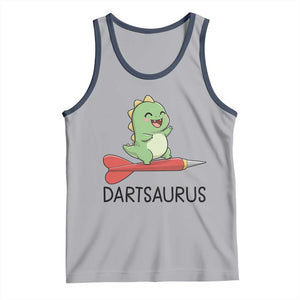 Cute Dartsaurus Playing Dart Tank Top Dinosaur Lover Gift TS12 Athletic Heather Navy Print Your Wear