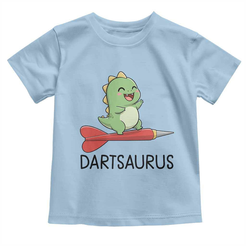 Cute Dartsaurus Playing Dart Toddler T Shirt Dinosaur Lover Gift TS12 Light Blue Print Your Wear
