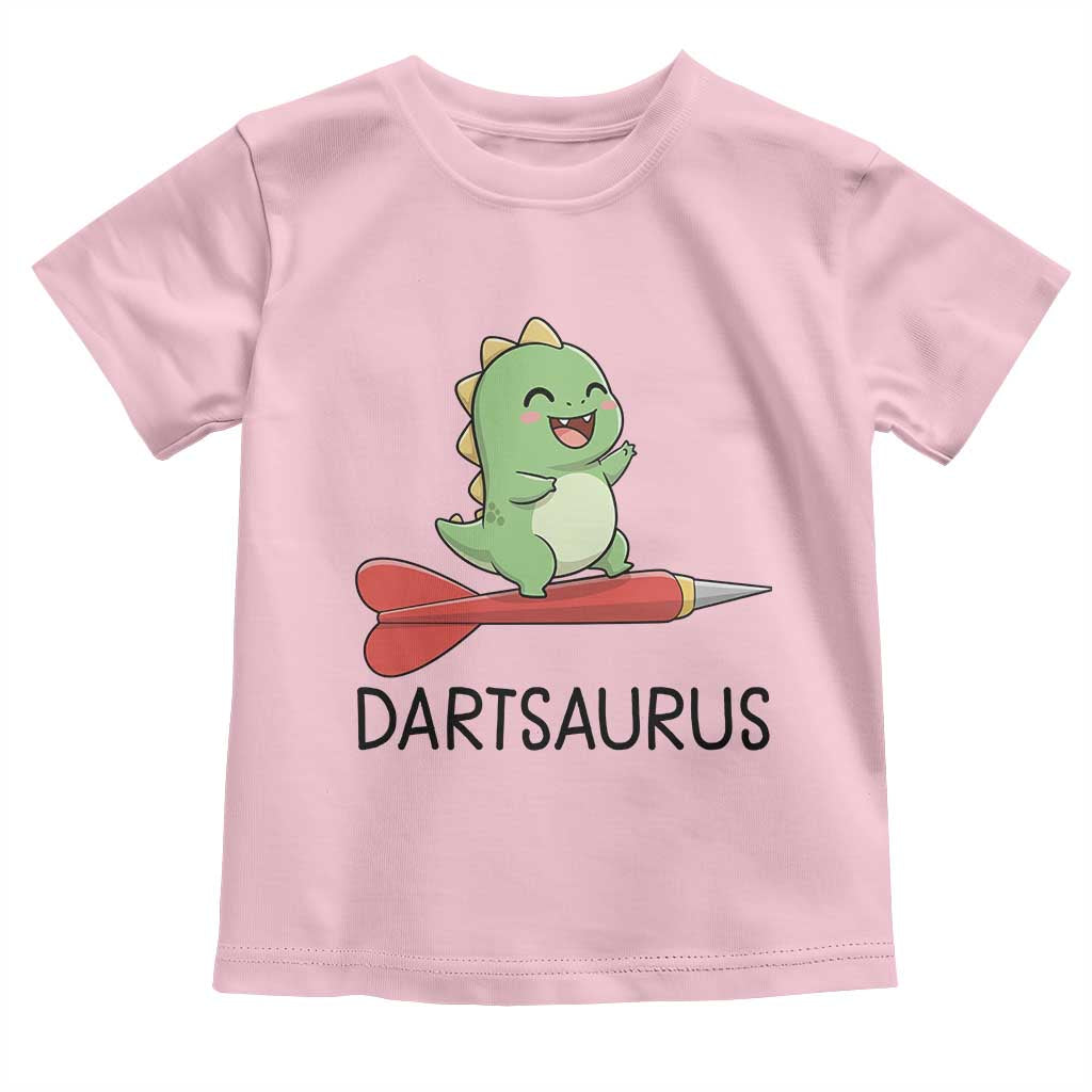 Cute Dartsaurus Playing Dart Toddler T Shirt Dinosaur Lover Gift TS12 Light Pink Print Your Wear