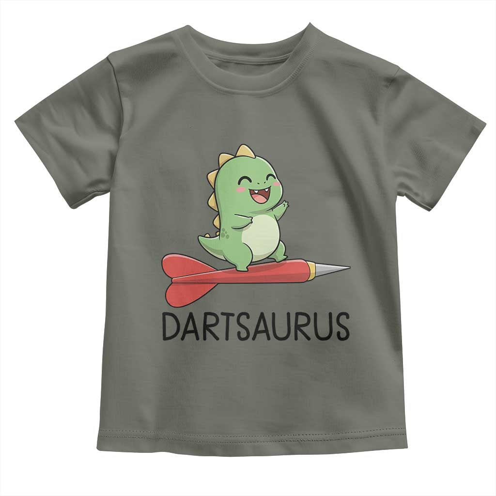 Cute Dartsaurus Playing Dart Toddler T Shirt Dinosaur Lover Gift TS12 Military Green Print Your Wear