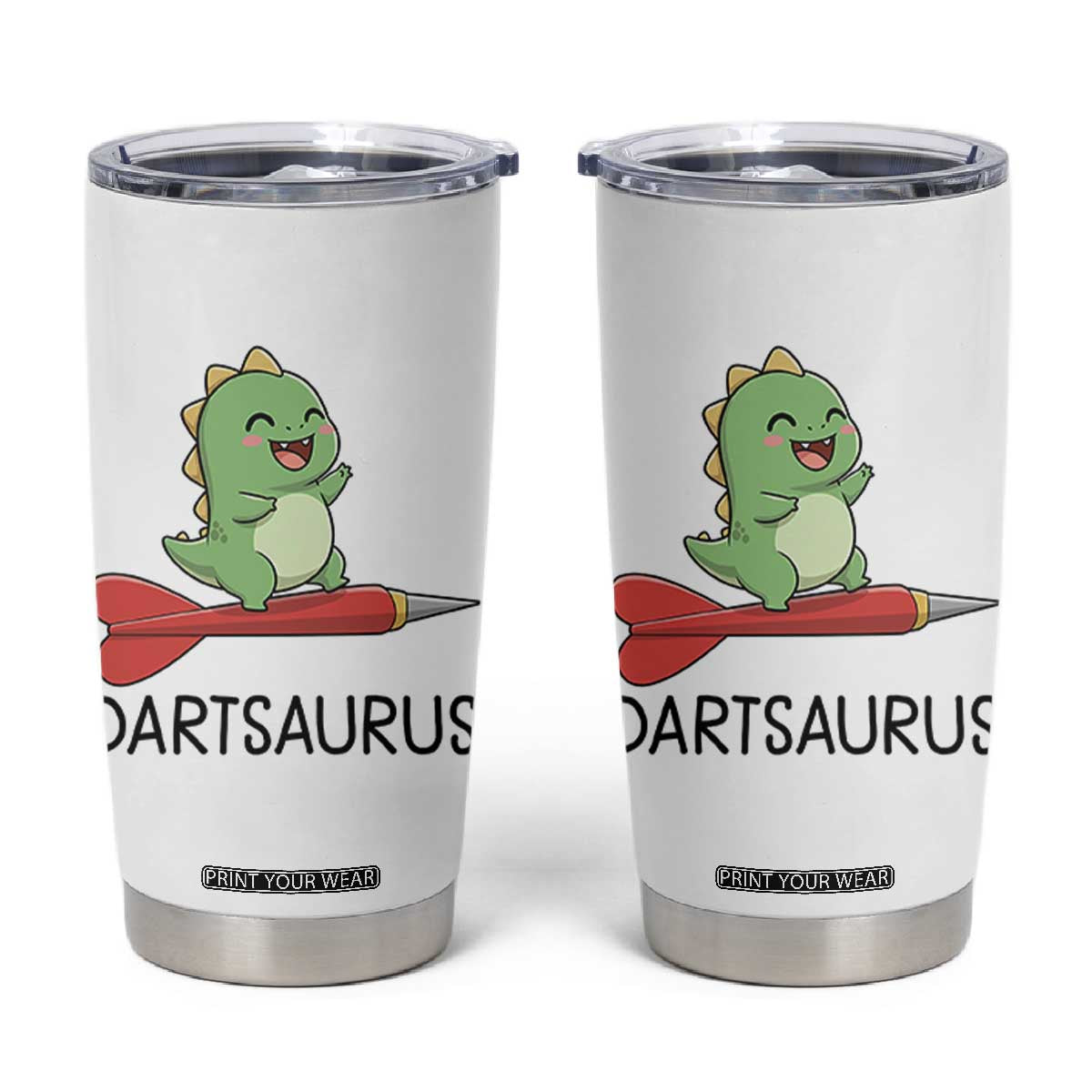 Cute Dartsaurus Playing Dart Tumbler Cup Dinosaur Lover Gift TS12 White Print Your Wear