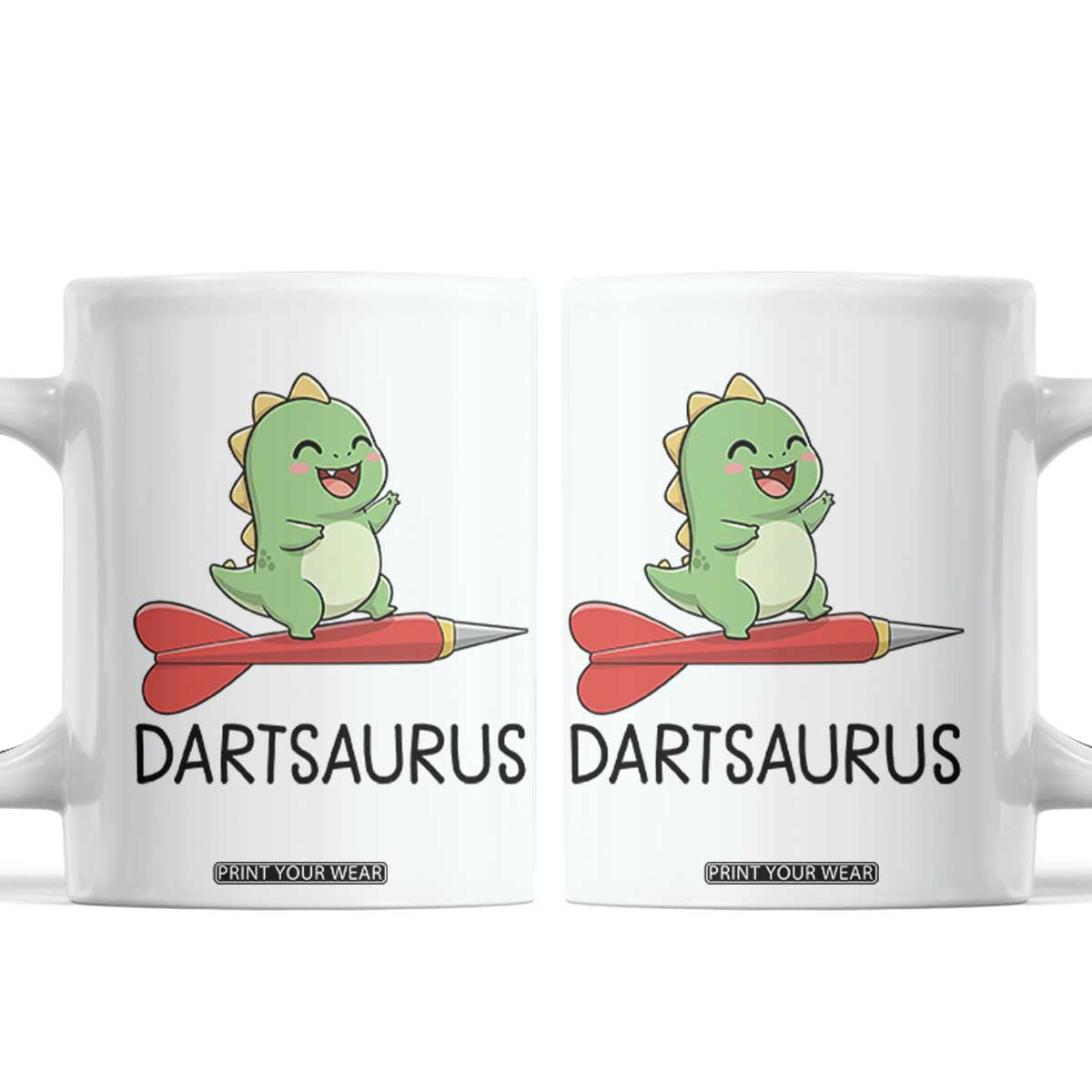 Cute Dartsaurus Playing Dart Coffee Mug Dinosaur Lover Gift TS12 White Print Your Wear