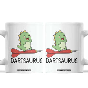 Cute Dartsaurus Playing Dart Coffee Mug Dinosaur Lover Gift TS12 White Print Your Wear