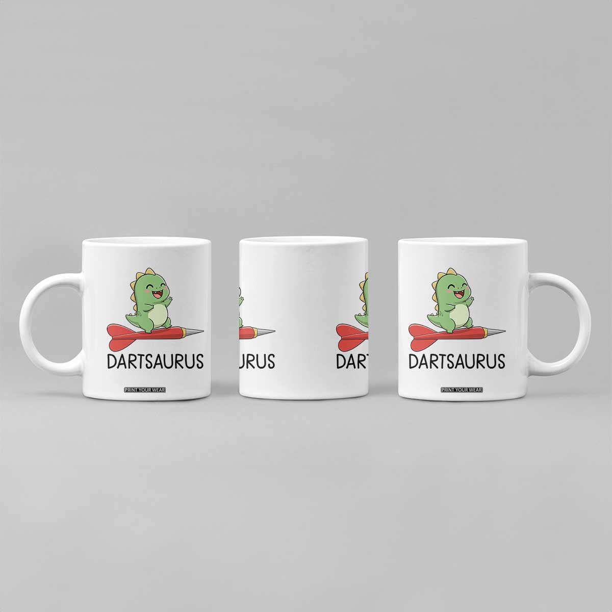 Cute Dartsaurus Playing Dart Coffee Mug Dinosaur Lover Gift TS12 Print Your Wear