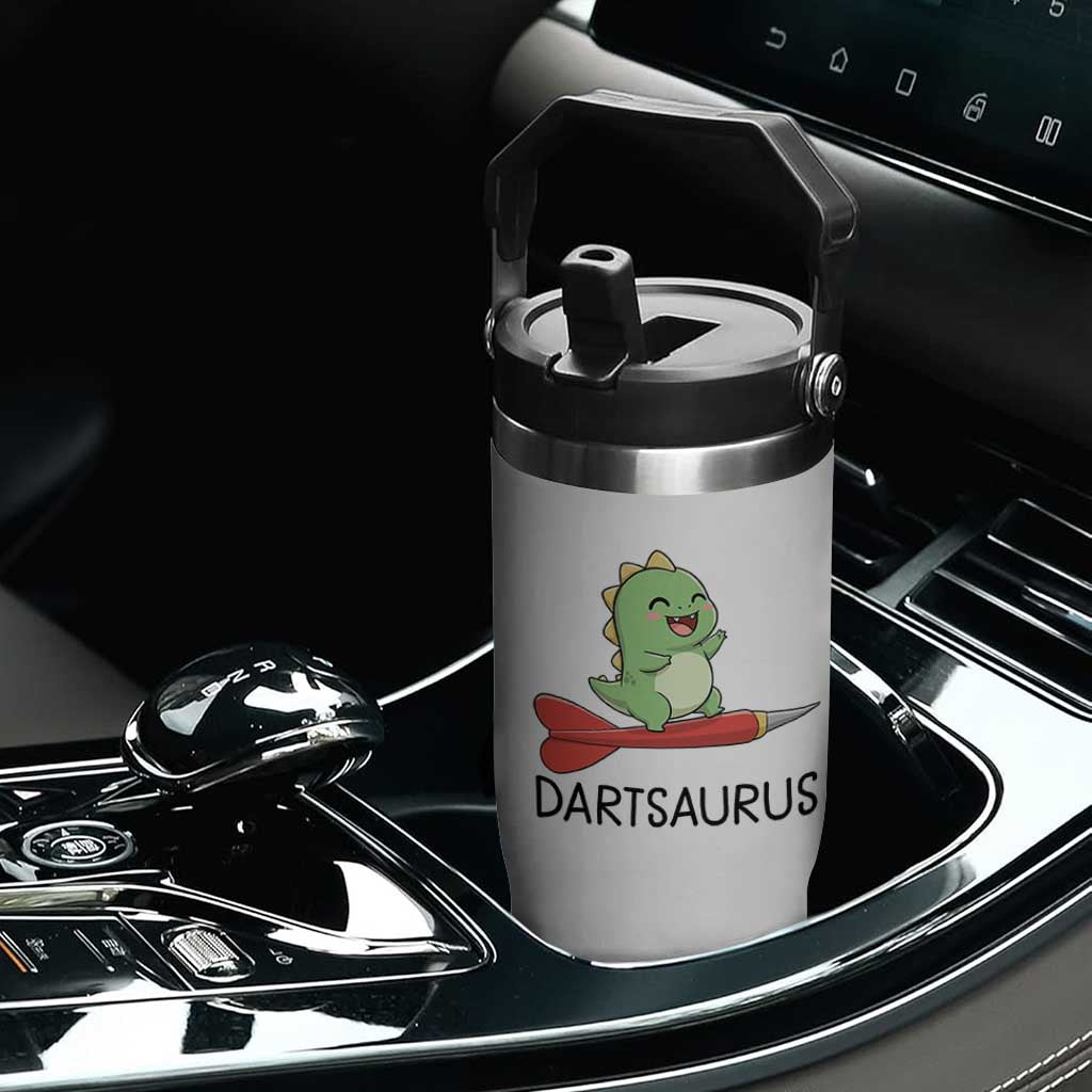 Cute Dartsaurus Playing Dart Flip Straw Tumbler Dinosaur Lover Gift TS12 Print Your Wear