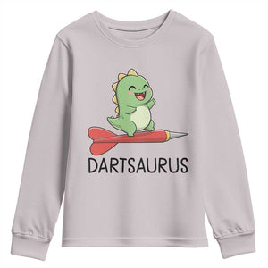 Cute Dartsaurus Playing Dart Youth Sweatshirt Dinosaur Lover Gift TS12 Ice Gray Print Your Wear