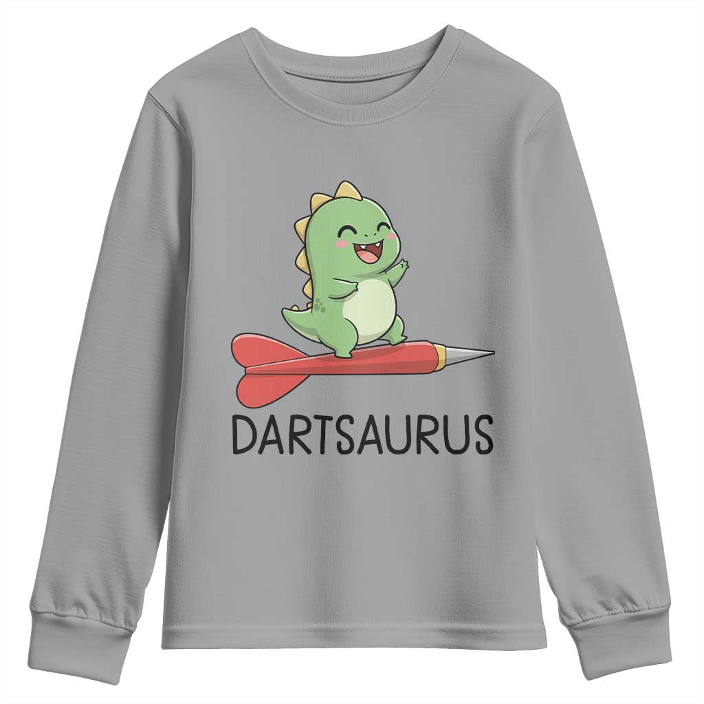 Cute Dartsaurus Playing Dart Youth Sweatshirt Dinosaur Lover Gift TS12 Sport Gray Print Your Wear