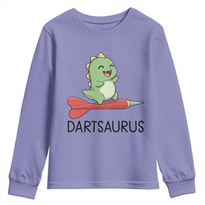 Cute Dartsaurus Playing Dart Youth Sweatshirt Dinosaur Lover Gift TS12 Violet Print Your Wear