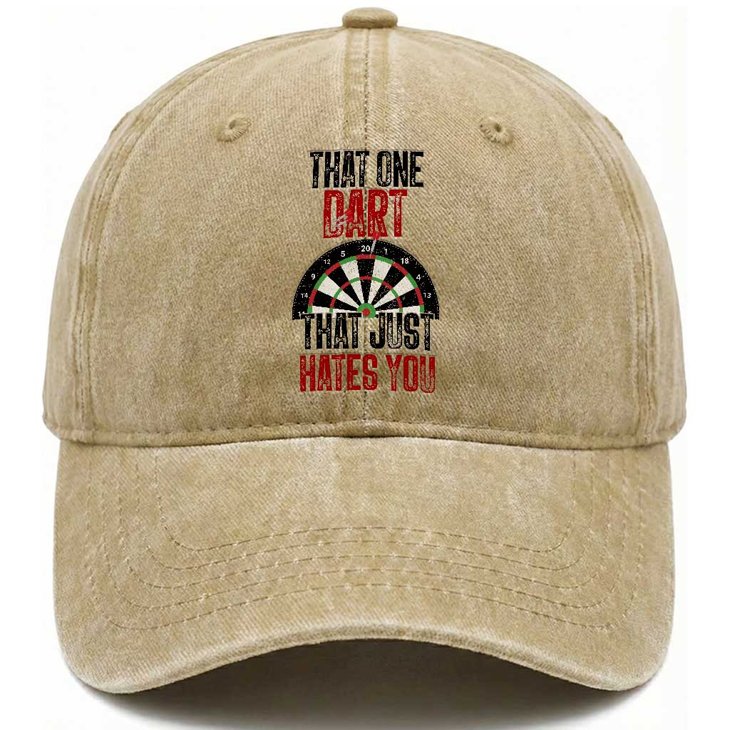 That One Dart That Just Hates You Washed Cotton Baseball Cap Funny Dartist Gift TS12 Print Your Wear