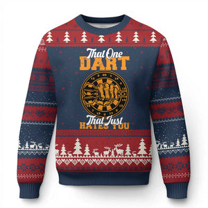 Funny Dartist Pub Game Ugly Christmas Sweater That One Dart That Just Hates You TS12 Navy Red Print Your Wear