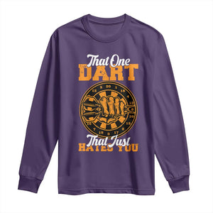 Funny Dartist Pub Game Long Sleeve Shirt That One Dart That Just Hates You TS12 Purple Print Your Wear
