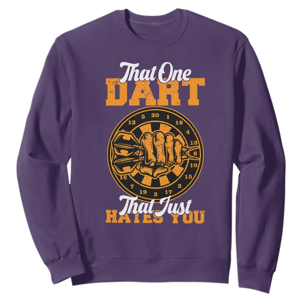 Funny Dartist Pub Game Sweatshirt That One Dart That Just Hates You TS12 Purple Print Your Wear