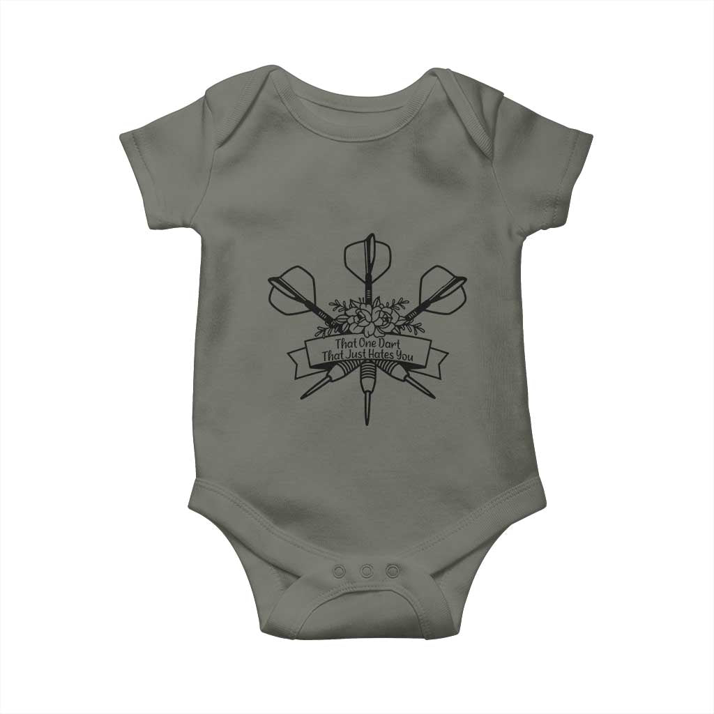 Funny Darts Sarcasm Baby Onesie That One Dart That Just Hates You TS12 Military Green Print Your Wear