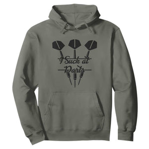 Funny I Suck At Darts Hoodie Bar Game Lover Dartist Gift TS12 Military Green Print Your Wear