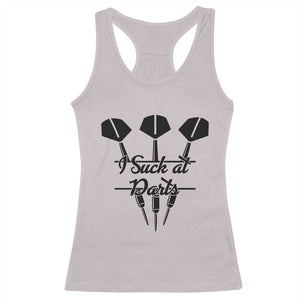 Funny I Suck At Darts Racerback Tank Top Bar Game Lover Dartist Gift TS12 Ice Gray Print Your Wear
