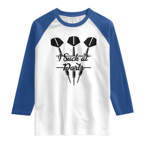 Funny I Suck At Darts Raglan Shirt Bar Game Lover Dartist Gift TS12 White Royal Print Your Wear