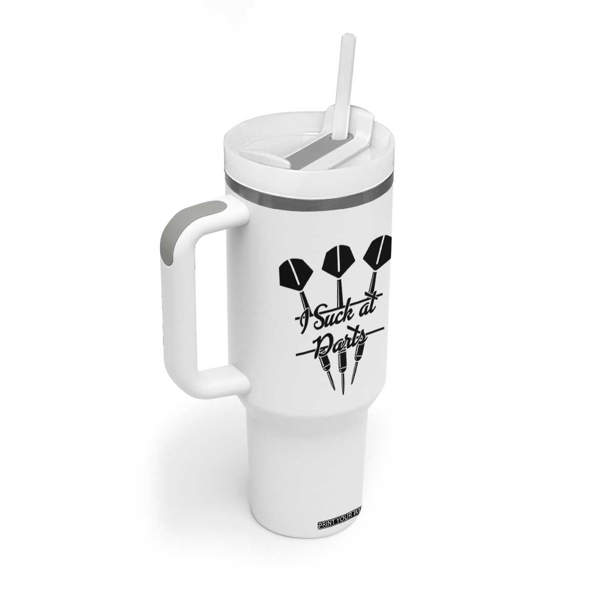 Funny I Suck At Darts Tumbler With Handle Bar Game Lover Dartist Gift TS12 Print Your Wear