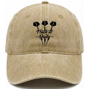 Funny I Suck At Darts Washed Cotton Baseball Cap Bar Game Lover Dartist Gift TS12 Print Your Wear