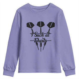 Funny I Suck At Darts Youth Sweatshirt Bar Game Lover Dartist Gift TS12 Violet Print Your Wear