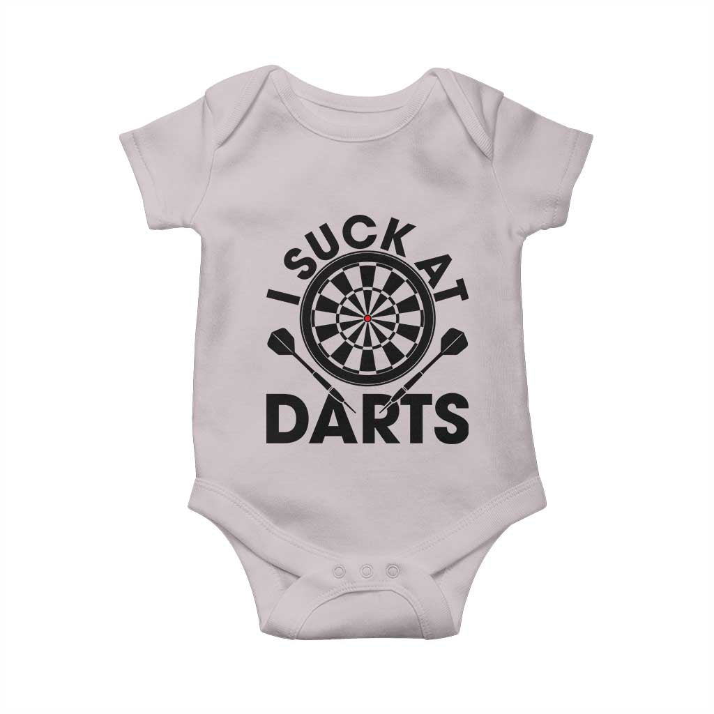 Funny I Suck At Darts Baby Onesie Darts Lover Gift For Bad Players TS12 Ice Gray Print Your Wear