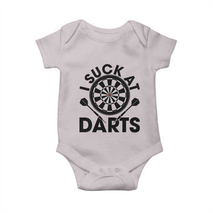 Funny I Suck At Darts Baby Onesie Darts Lover Gift For Bad Players TS12 Ice Gray Print Your Wear