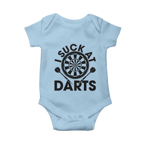 Funny I Suck At Darts Baby Onesie Darts Lover Gift For Bad Players TS12 Light Blue Print Your Wear