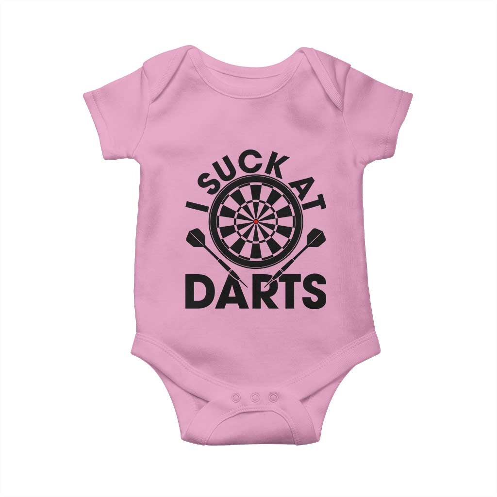 Funny I Suck At Darts Baby Onesie Darts Lover Gift For Bad Players TS12 Light Pink Print Your Wear