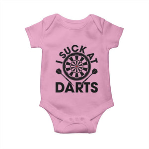 Funny I Suck At Darts Baby Onesie Darts Lover Gift For Bad Players TS12 Light Pink Print Your Wear