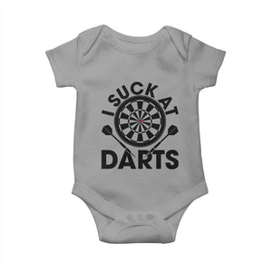 Funny I Suck At Darts Baby Onesie Darts Lover Gift For Bad Players TS12 Sport Gray Print Your Wear