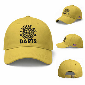 Funny I Suck At Darts Baseball Cap Darts Lover Gift For Bad Players TS12 Baseball Cap Universal Fit Yellow Print Your Wear