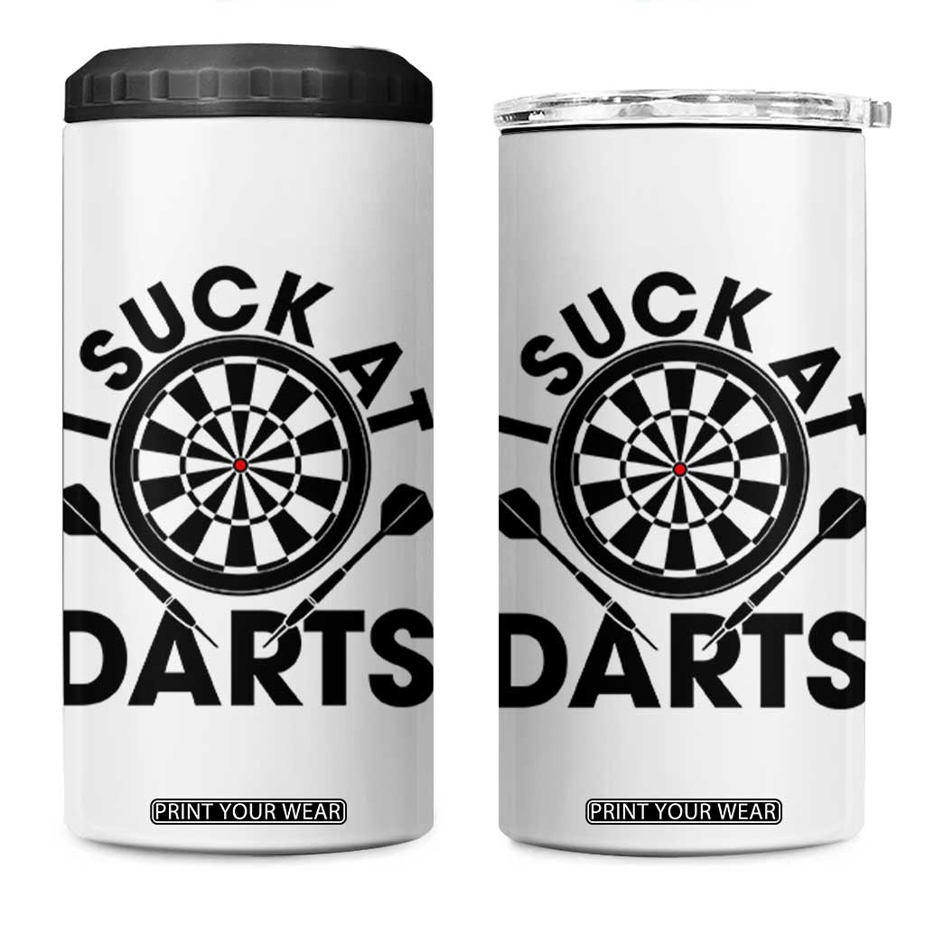 Funny I Suck At Darts 4 in 1 Can Cooler Tumbler Darts Lover Gift For Bad Players TS12 One Size: 16 oz White Print Your Wear