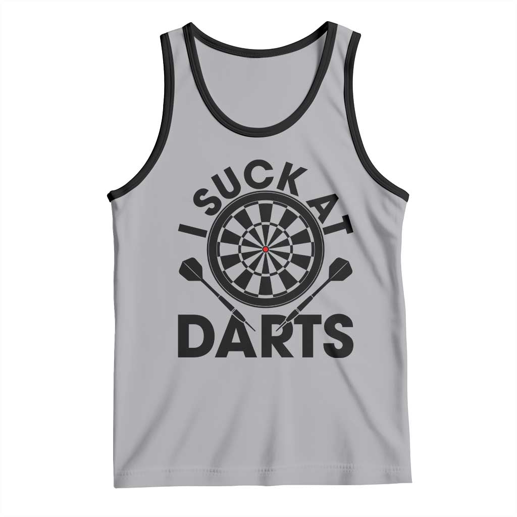 Funny I Suck At Darts Tank Top Darts Lover Gift For Bad Players TS12 Athletic Heather Black Print Your Wear