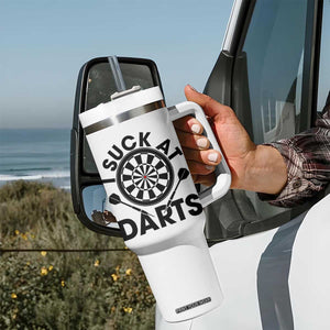 Funny I Suck At Darts Tumbler With Handle Darts Lover Gift For Bad Players TS12 Print Your Wear