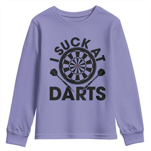 Funny I Suck At Darts Youth Sweatshirt Darts Lover Gift For Bad Players TS12 Violet Print Your Wear