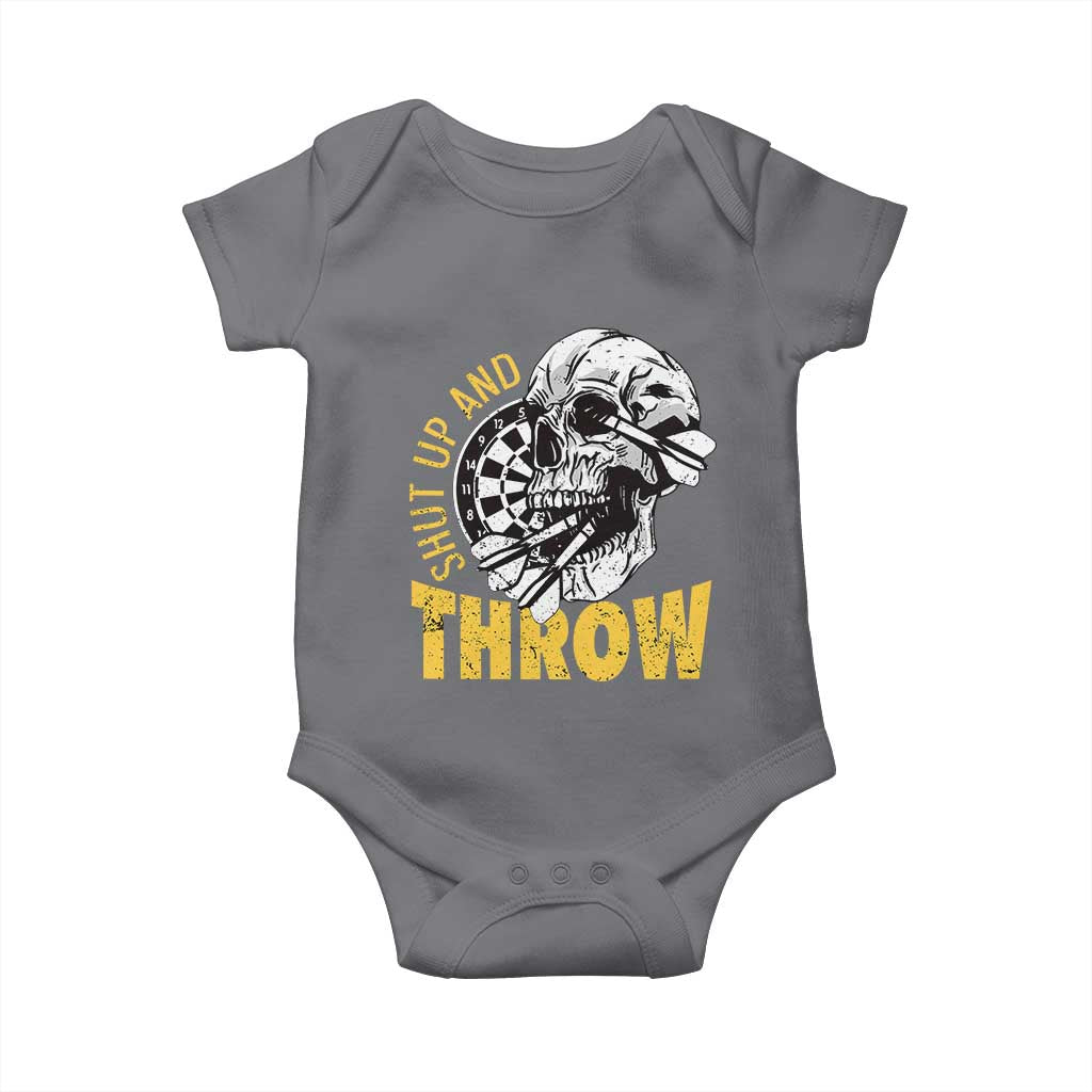 Funny Skeleton Darts Player Baby Onesie I Suck At Darts TS12 Charcoal Print Your Wear