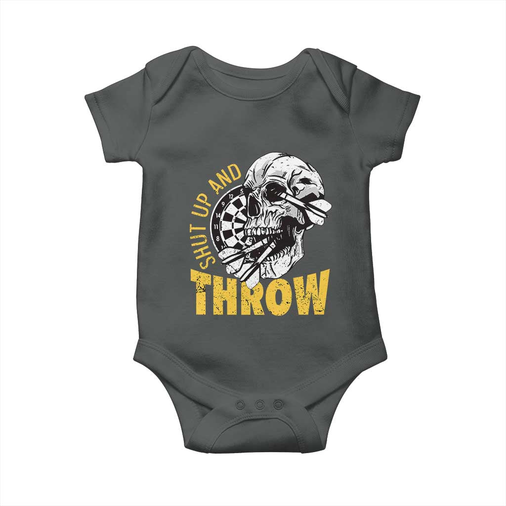 Funny Skeleton Darts Player Baby Onesie I Suck At Darts TS12 Dark Heather Print Your Wear