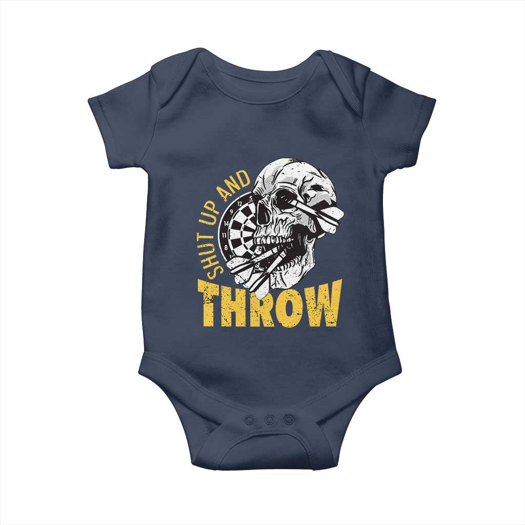 Funny Skeleton Darts Player Baby Onesie I Suck At Darts TS12 Navy Print Your Wear