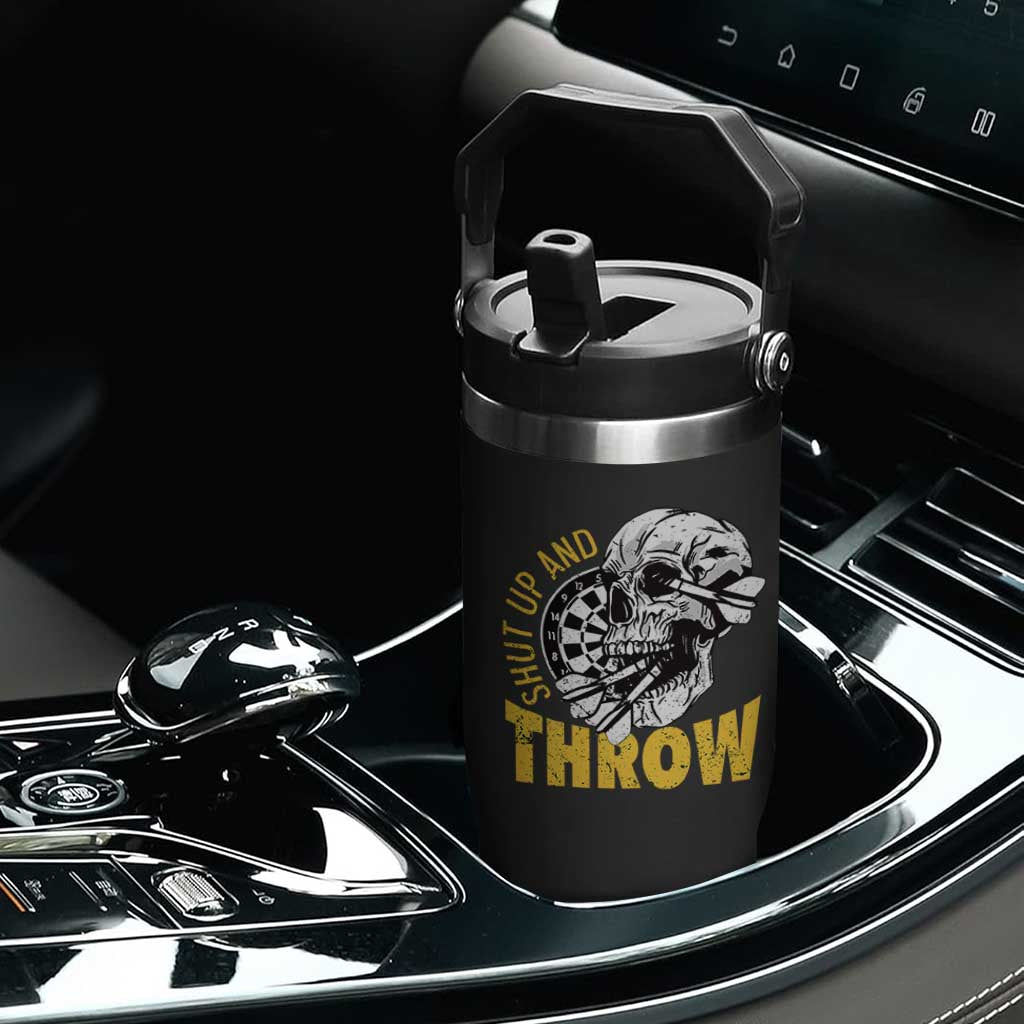 Funny Skeleton Darts Player Flip Straw Tumbler I Suck At Darts TS12 Print Your Wear