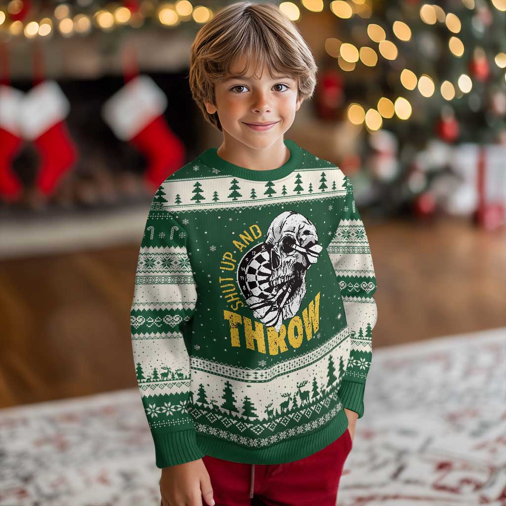 Funny Skeleton Darts Player Ugly Christmas Sweater I Suck At Darts TS12 Forest Green Beige Print Your Wear